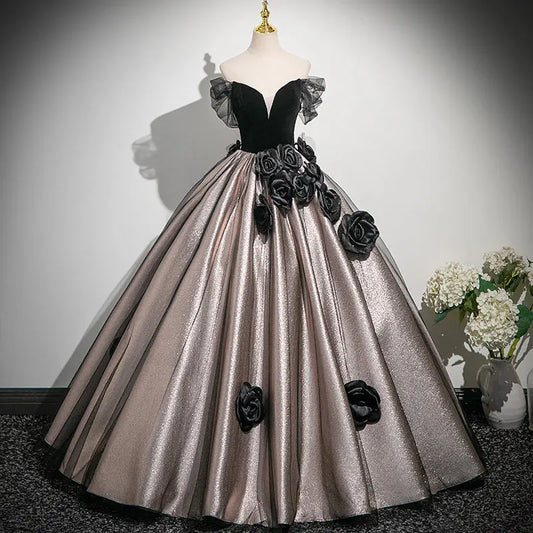 2026 New Women's Black Stiff Chiffon Strapless Evening Dress Fashionable Slimming Banquet Back Strap Long Fluffy Skirt
