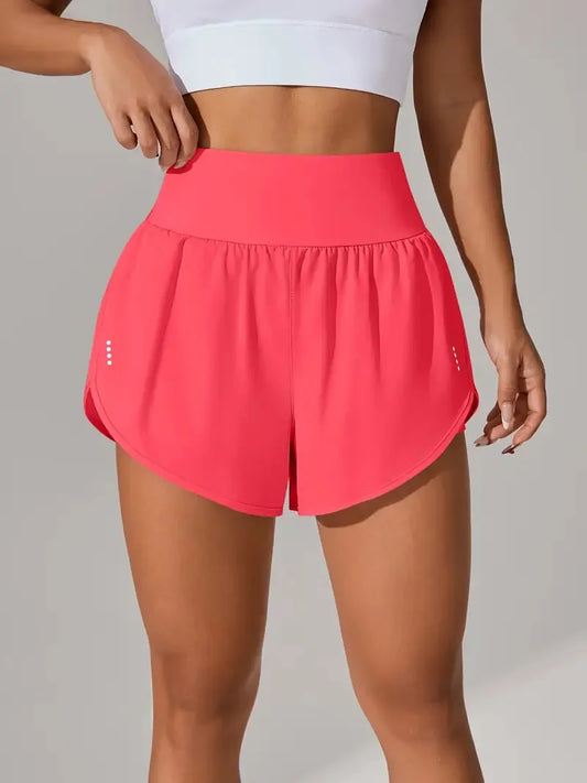 New Women's High Waisted Sports Shorts Yoga Pants Quick Dry Anti-Glare Slim Fit