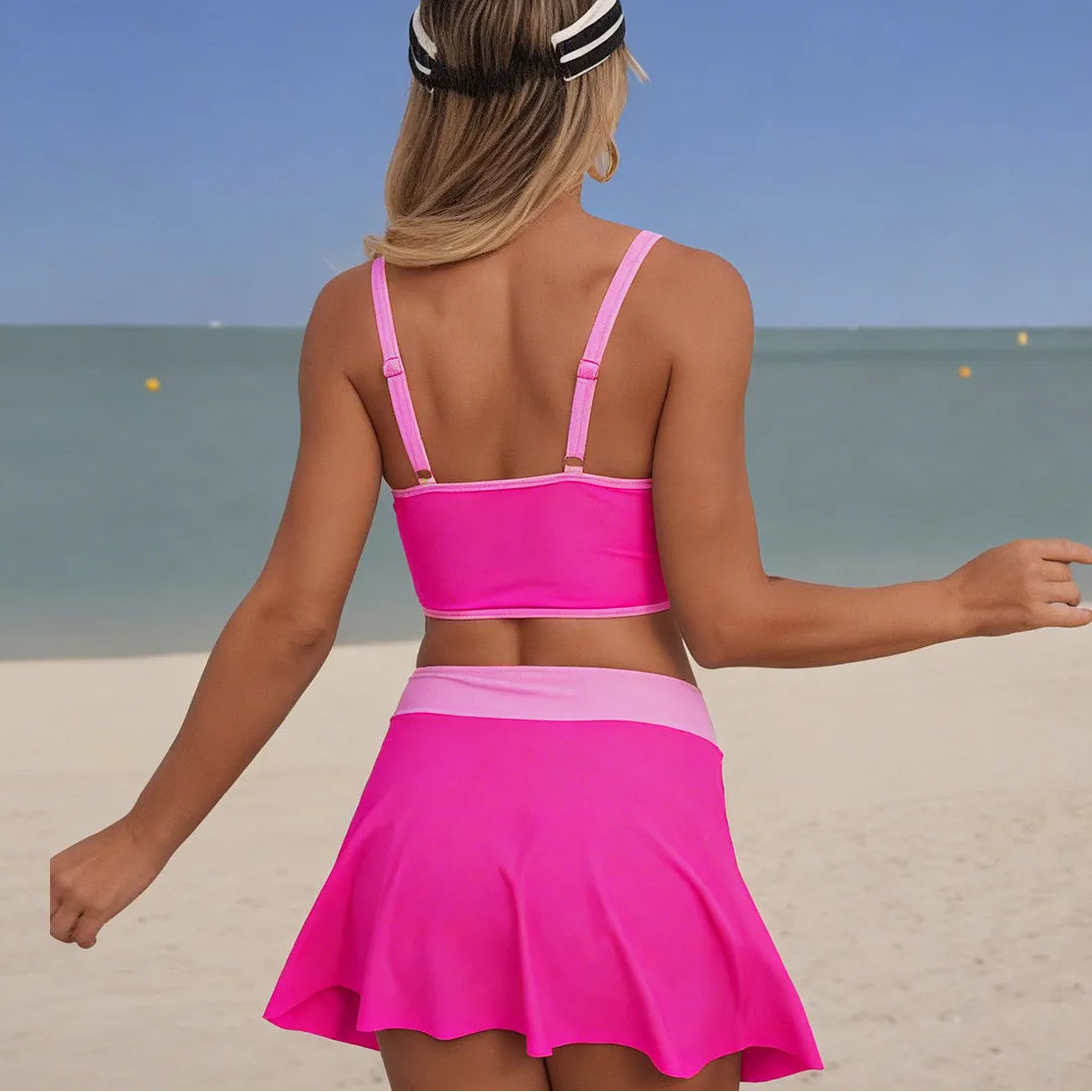 Black White Stripe Sport Swimwear Women Tidd High Waist Bikini Set Swimsuit Lady Solid Beach Skirt Bathing Suit 2026
