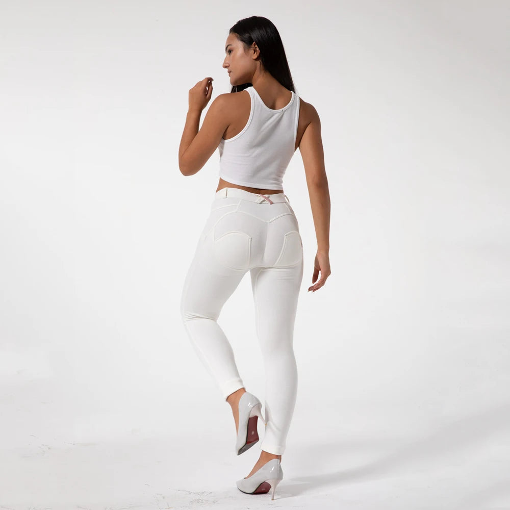 Women's White Butt Lift Leggings Yoga Pants Lightweight Running Full Length Tights for Tall Female