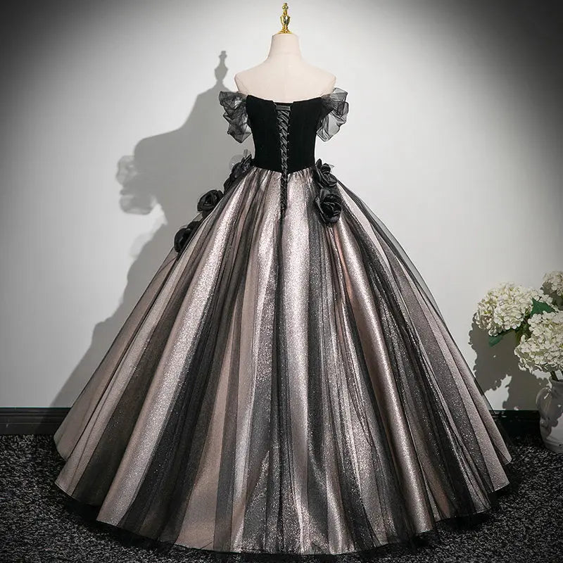 2026 New Women's Black Stiff Chiffon Strapless Evening Dress Fashionable Slimming Banquet Back Strap Long Fluffy Skirt