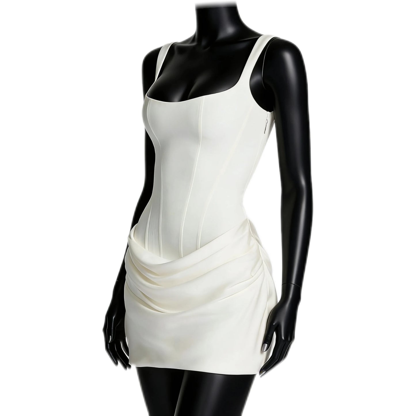 French Style Strap Bodycon Mini Gown Women's Ruched Short Dress Sexy Bandage Corset Summer Party Evening Fashion