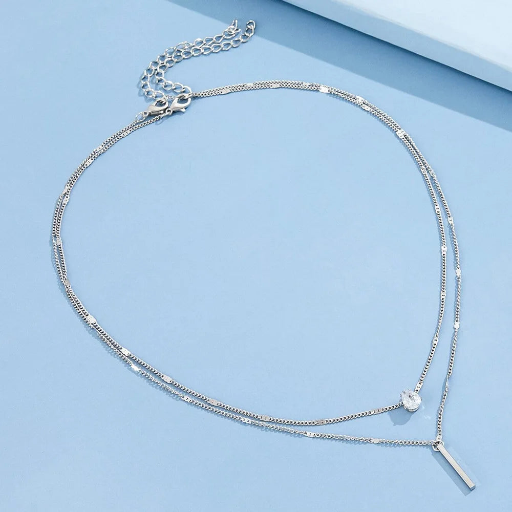 Pendant Necklace For Women Multilayer Chain Choker Fashion Female Party Shiny