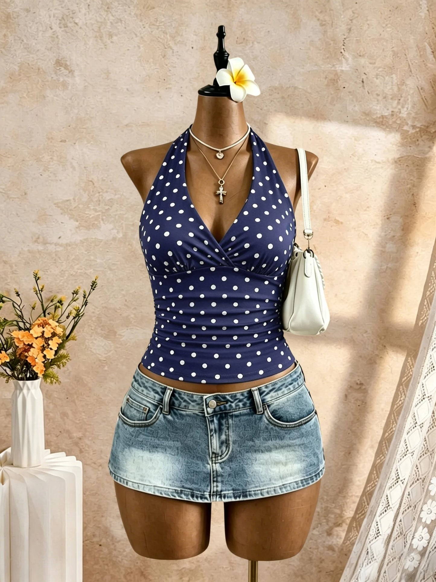 Women Halter Deep V Cross Wrap Side Ruched Slim Crop Camisole 2026 Summer Y2K Solid White Sleeveless Casual Daily Tank Top