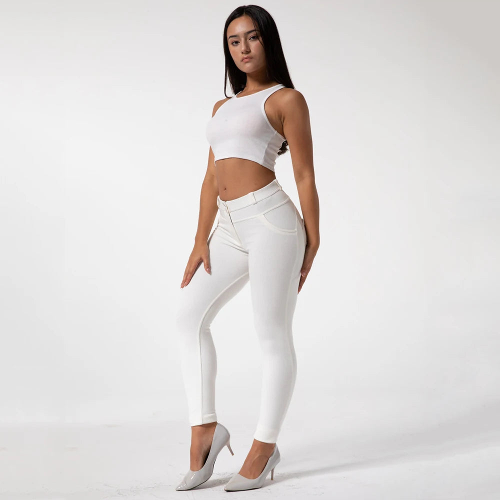 Women's White Butt Lift Leggings Yoga Pants Lightweight Running Full Length Tights for Tall Female