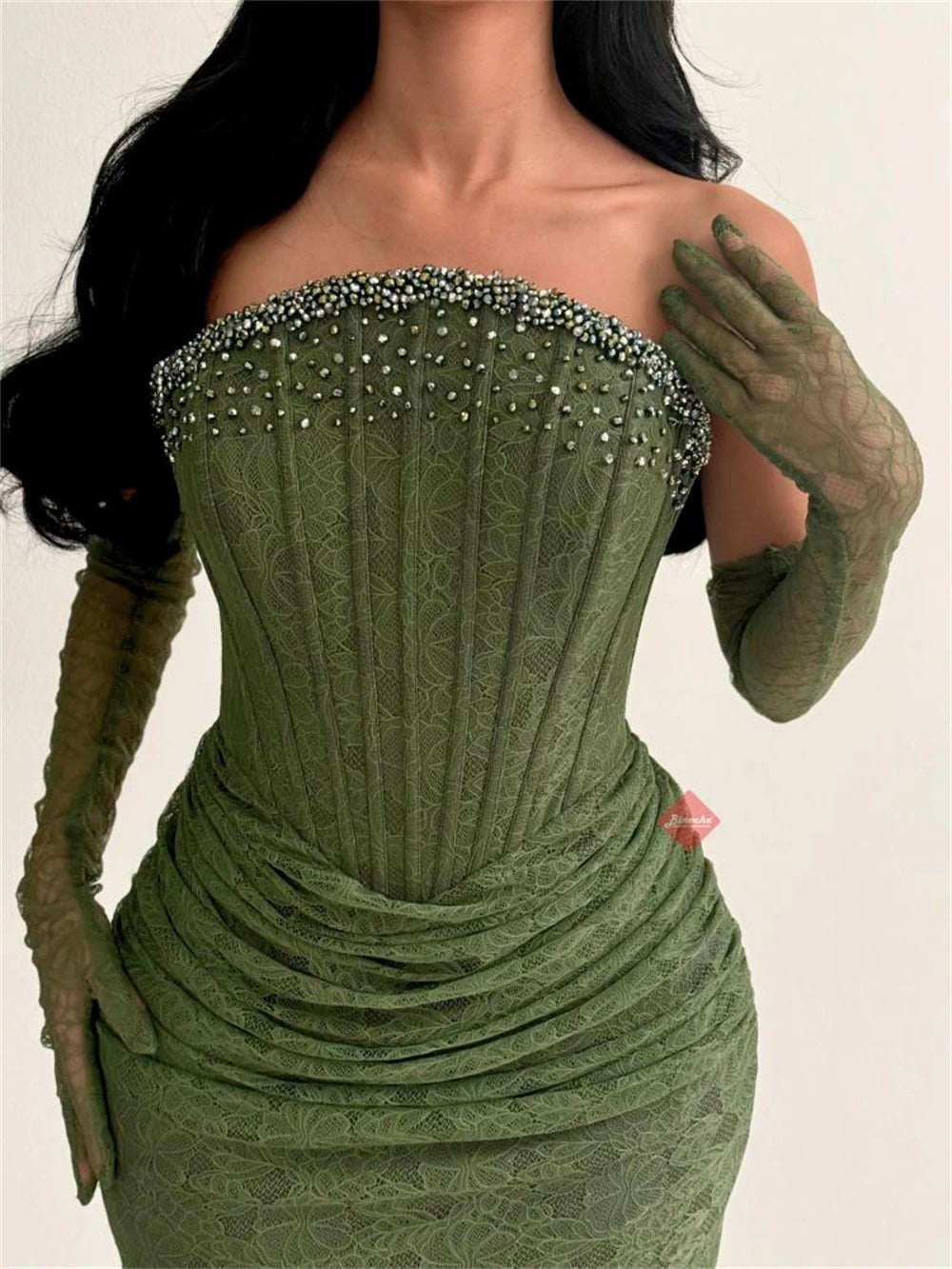 Strapless Corset Bodice Evening Dress Gem Neckline Robes De Soirée Sexy Floor Length Formal Evening Gowns 2026