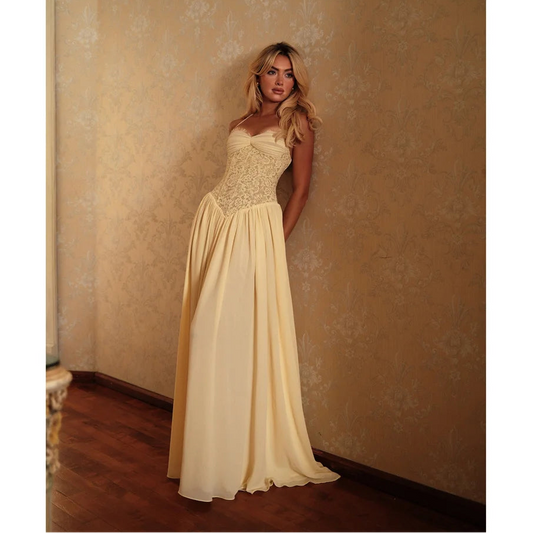 Sweetheart Champagne A-Line Elegant Evening Gown Luxury Formal Women's Ladies New Premium