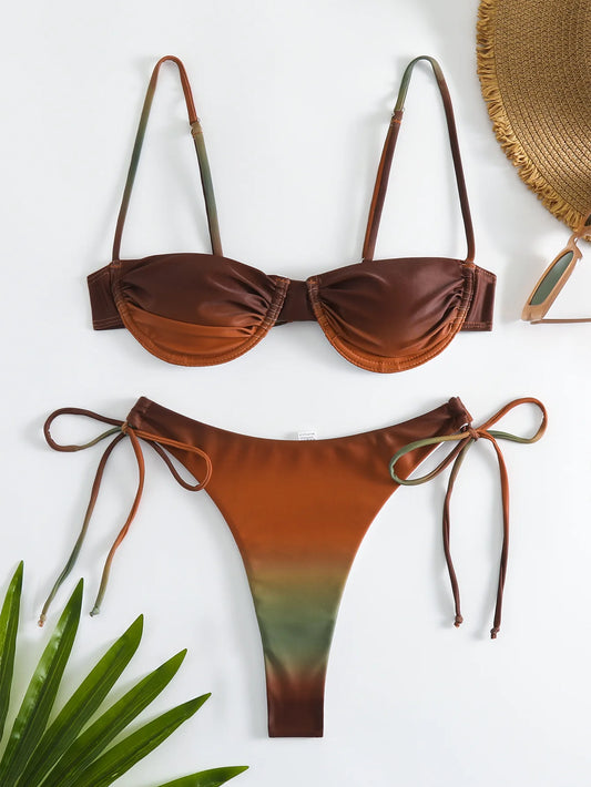 Sexy Bikinis Side Tie Swimsuit Thong Swimwear Biquini Conjunto De Bikini Tankini Beachwear