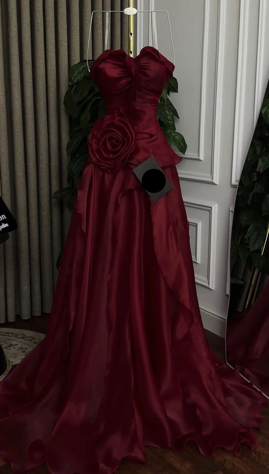 ROSE Pink elegant Sleeveless Satin Cascading Ruffle Prom Dresses Illusion vestidos de noche Formal Evening 2026