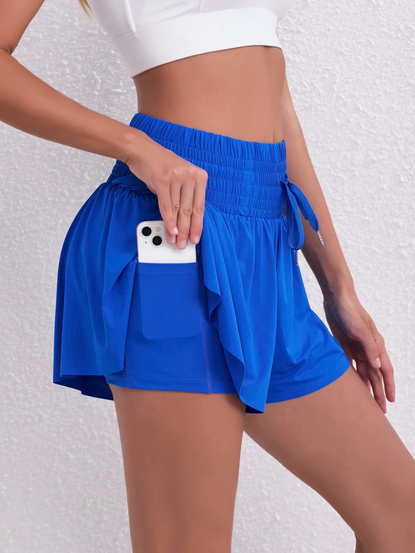 Running, tennis, pocket sports shorts, high-waisted women's shorts, anti-upward exposure pants