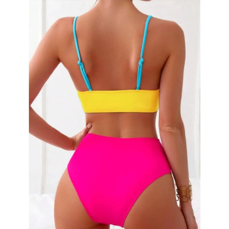 New bikini 2025 Swimsuit Sexy Women Tight Hollow Swimsuit Backless Swimwear Cross Push Up Beach Bathing Suit
