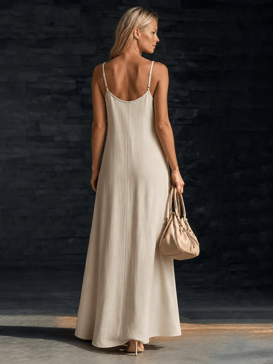 Damen Langarm-Kleid mit schmalen Trägern und A-Linie