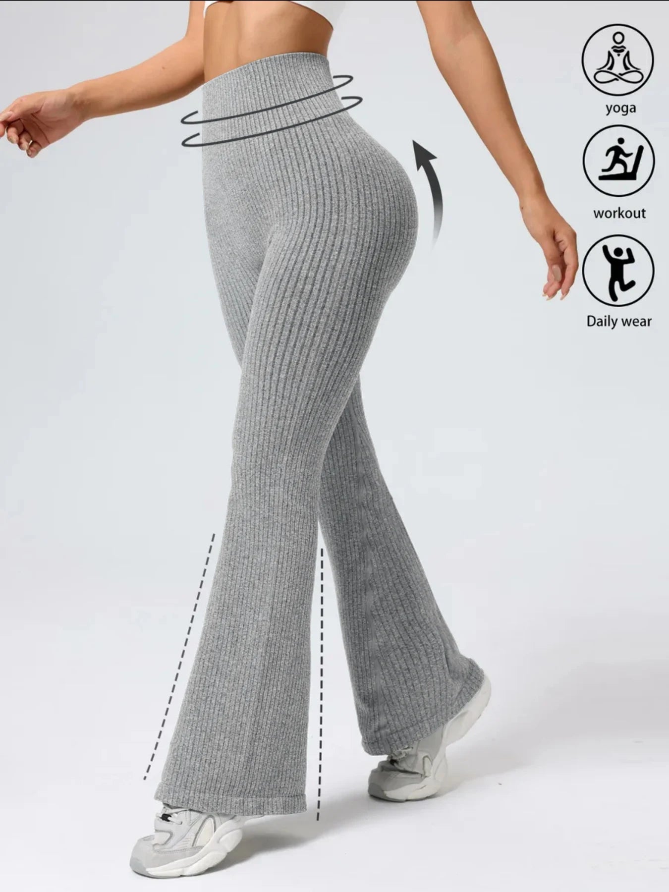High-Waist Stretchy Bell Bottom Pants for Women – Slim Fit, Ideal for Workout & Daily Casual Wear