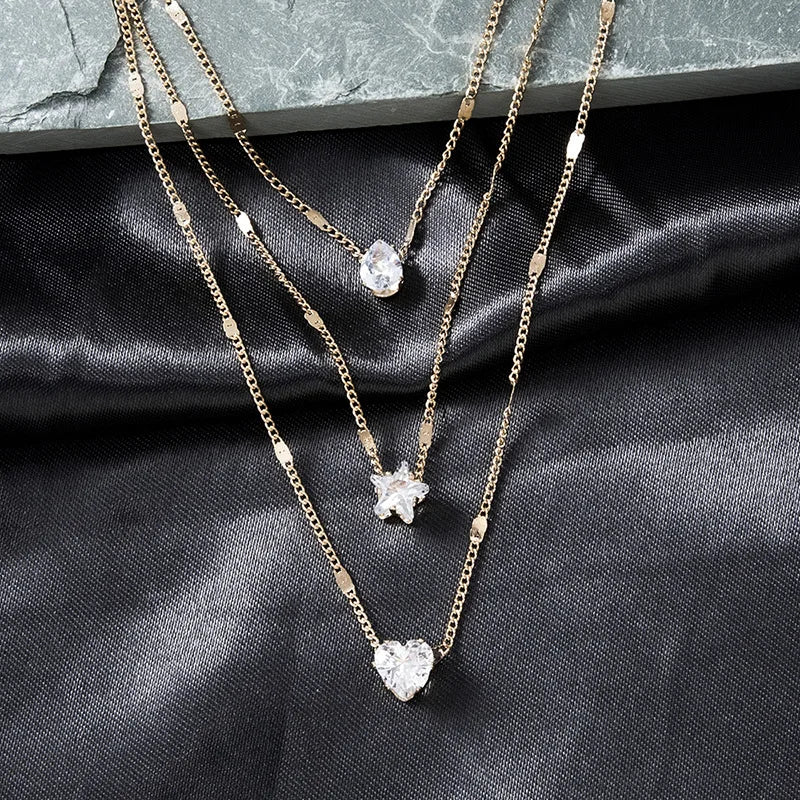 Pendant Necklace For Women Multilayer Chain Choker Fashion Female Party Shiny