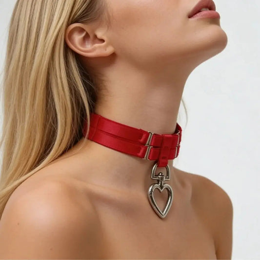 Women Colorful Tie Neck Ring Large Circle Heart Geometric Shape Accessory Belt Sweet Cool Style Iron Material for All Ages