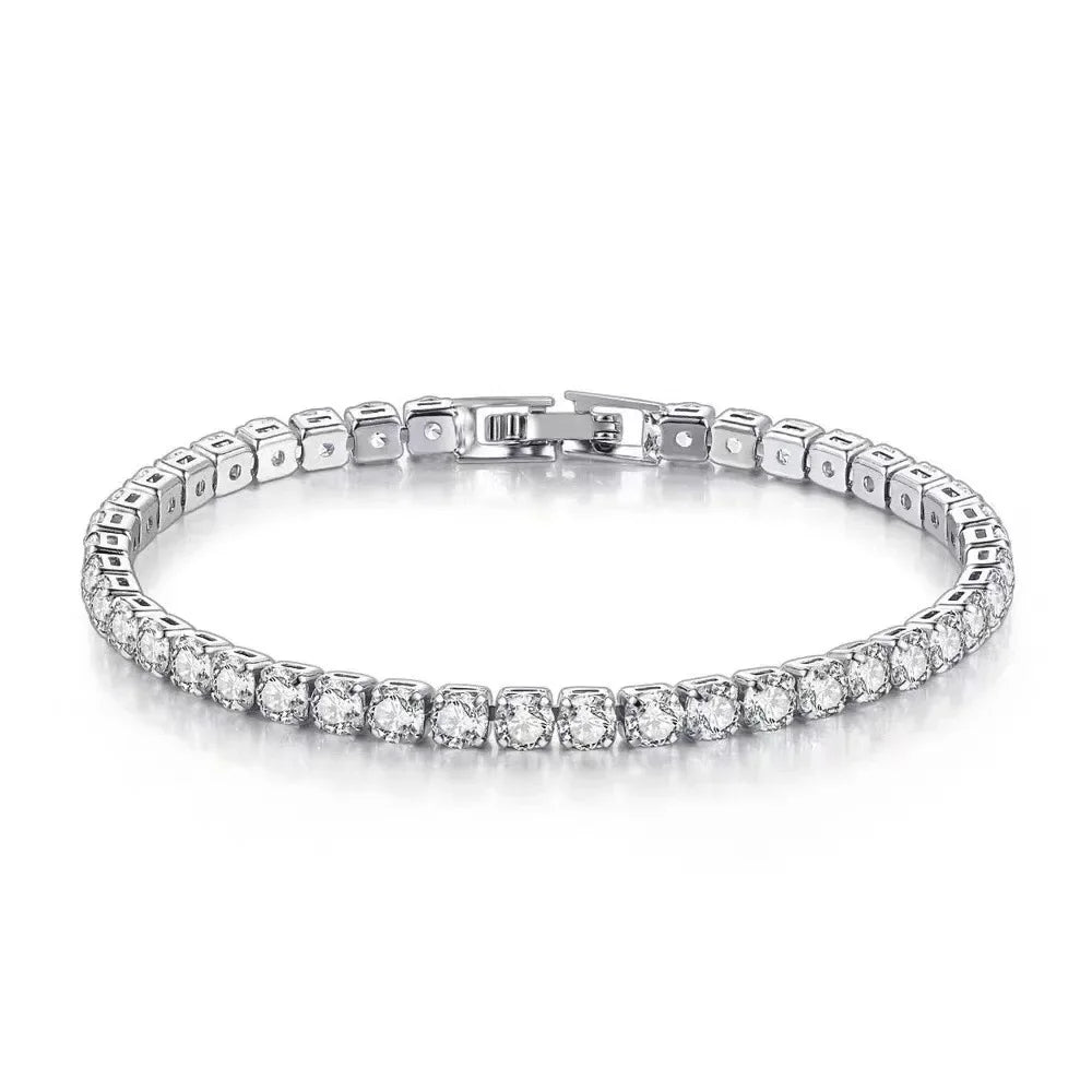 Silver Bracelet Zirconia Tennis Ball Women Fashion Simple Engagement Wedding Charm Jewelry