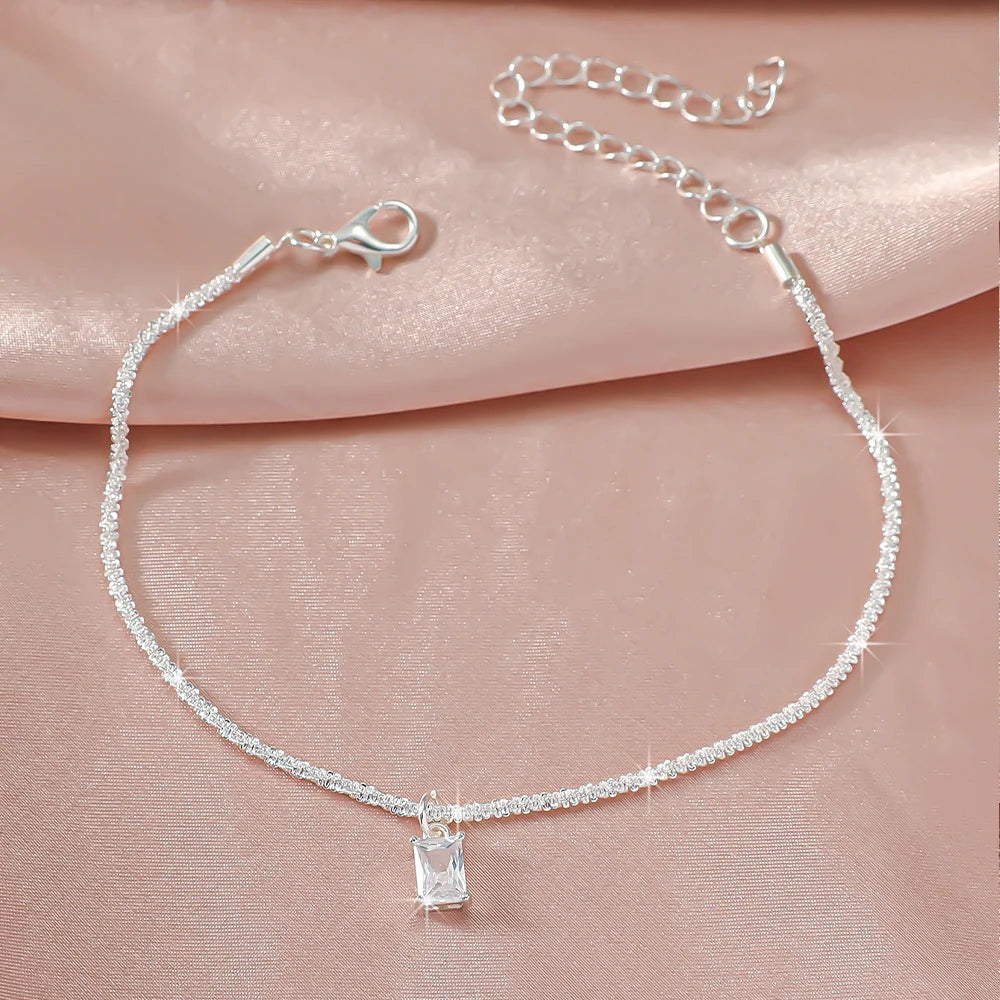 Bracelets for Women Girl Trendy Waterproof Zircon Charm Dainty Layer Chain Anklets