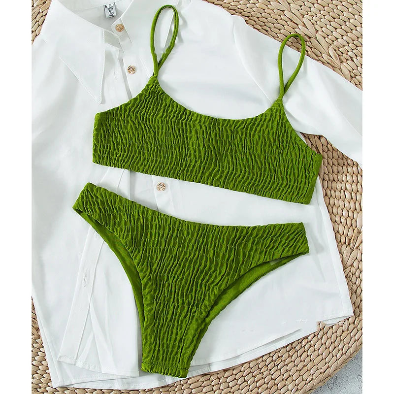 Sexy for Women Bikini Summer 2025 New Simple Solid Swimwear Bikinis Sets
