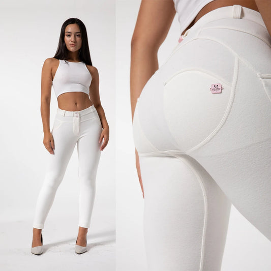 Women's White Butt Lift Leggings Yoga Pants Lightweight Running Full Length Tights for Tall Female