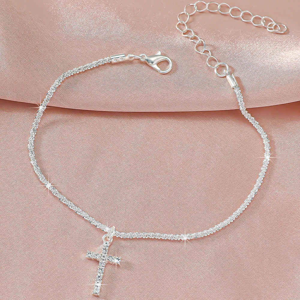 Bracelets for Women Girl Trendy Waterproof Zircon Charm Dainty Layer Chain Anklets