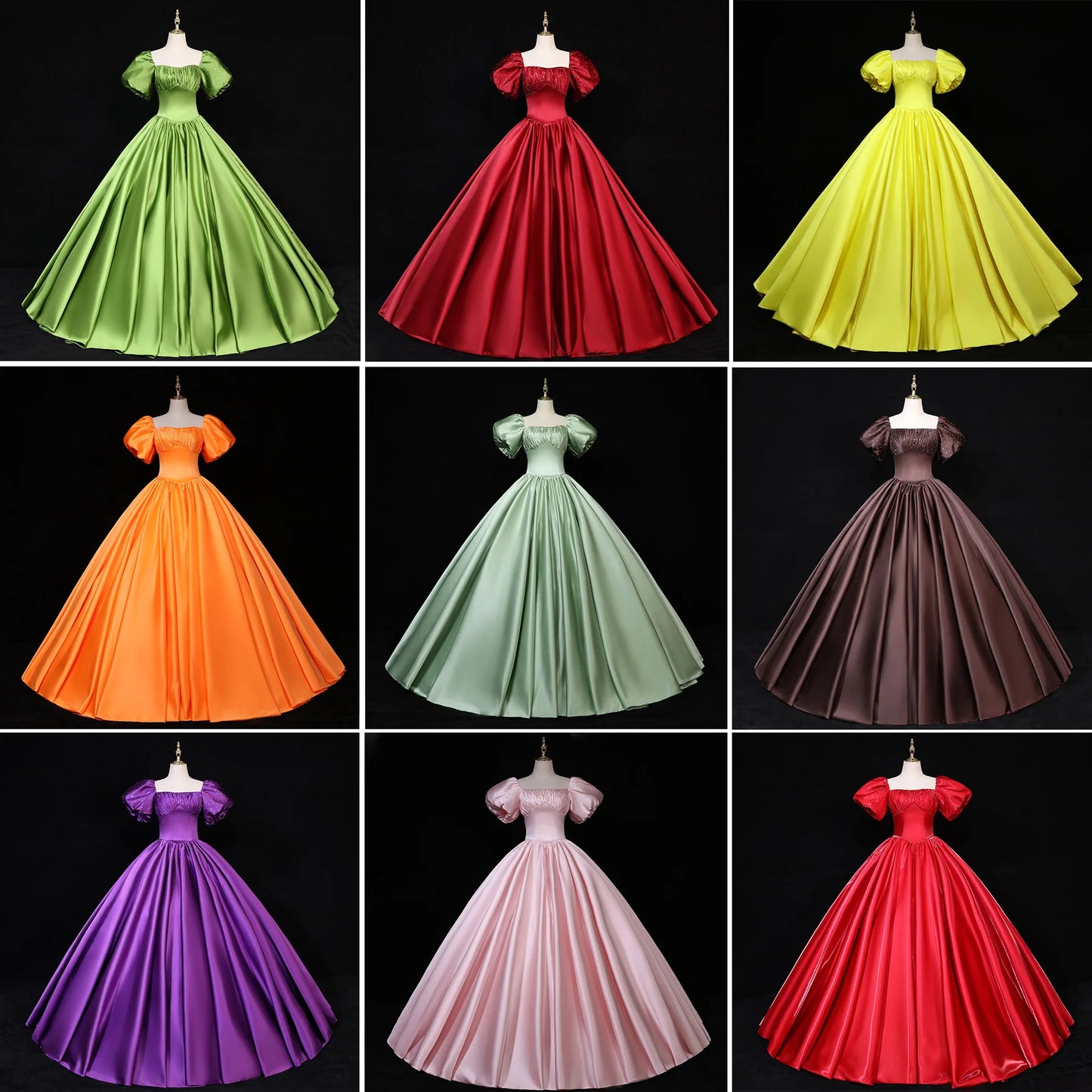 Red Satin Evening Prom Dresses for Women Summer Elegant Sexy Puff Sleeve Long Formal Party Ball Gown Dress Show Host Vestidos