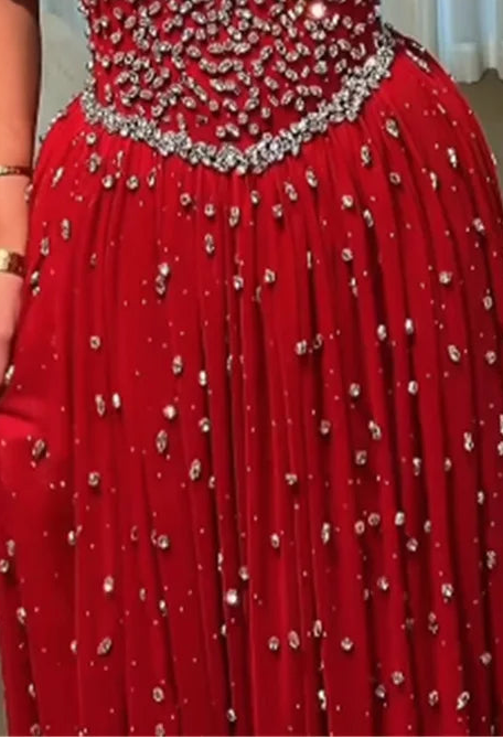 Shoulder Prom Dresses for Women Rhinestones Formal Party Gown Vestidos De Noche Customized Plus Size