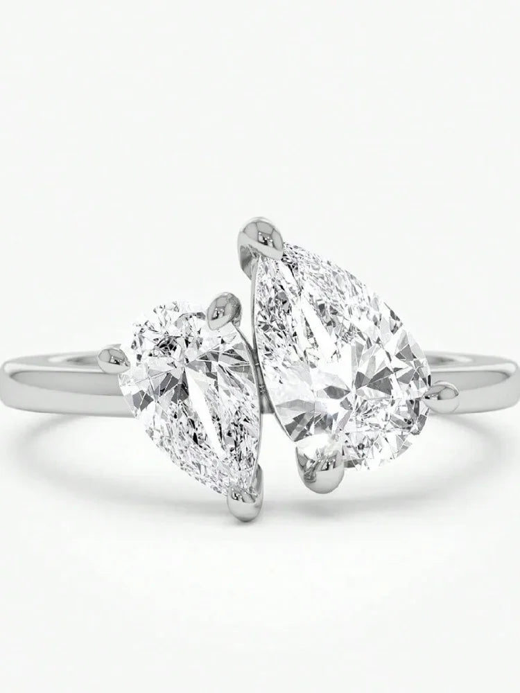 Silver Simple Classic Zircon Water Drop Ring For Women Engagement Wedding Luxury High Quality