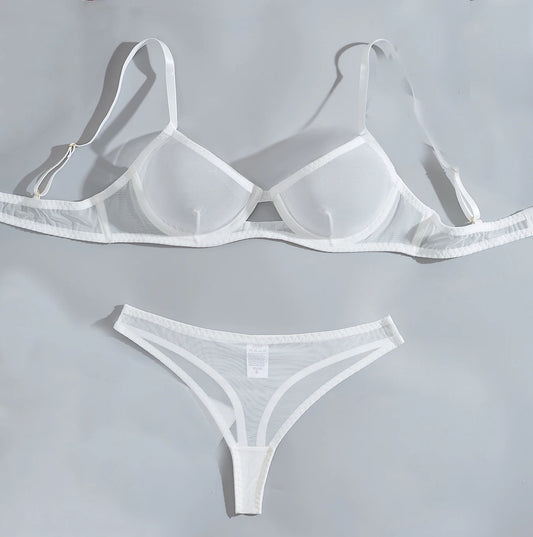 Sexy Lingerie Women Thin Transparent Lace See Through Female Erotic Underwear Bra And Panty Set Sleepwear