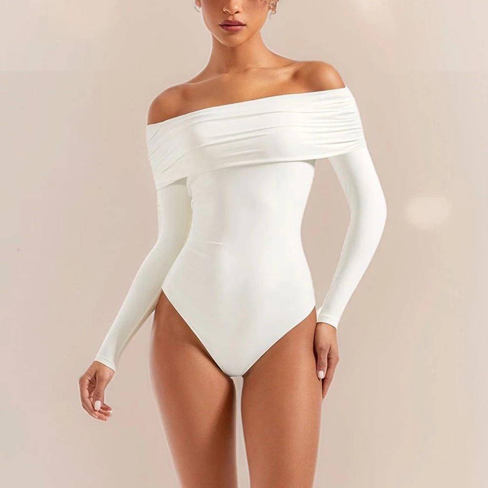 Bodysuit Blouse for Women Autumn Winter Slim Fit Off Shoulder Bodysuits Streetwear Bodycon Rompers Femme