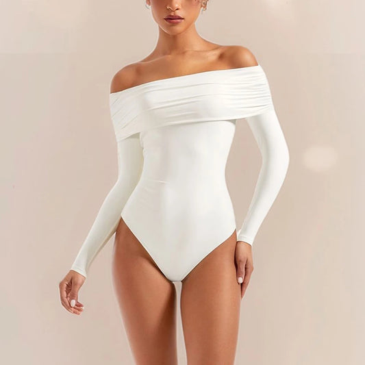 Bodysuit Blouse for Women Autumn Winter Slim Fit Off Shoulder Bodysuits Streetwear Bodycon Rompers Femme