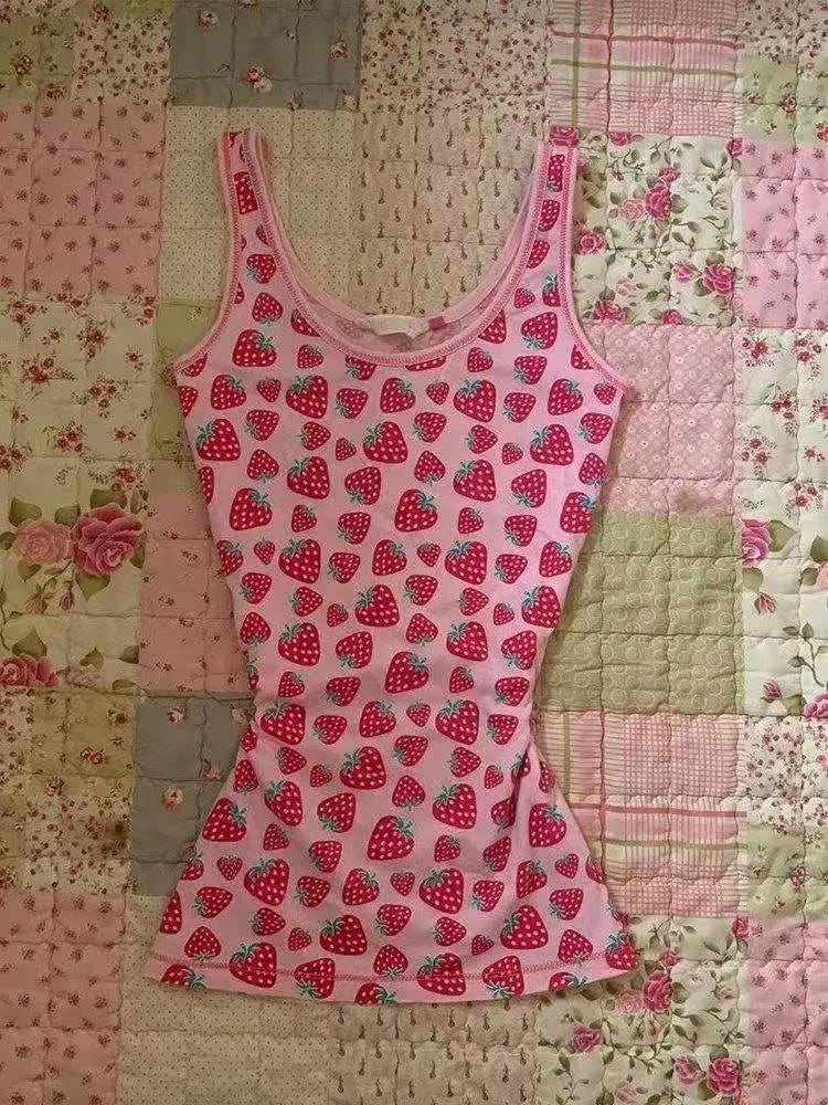 Summer Sweet Chic Design Lace Spliced Halter Tanks Slim Fit Flower Prints Hotsweet Backless Women Blouses