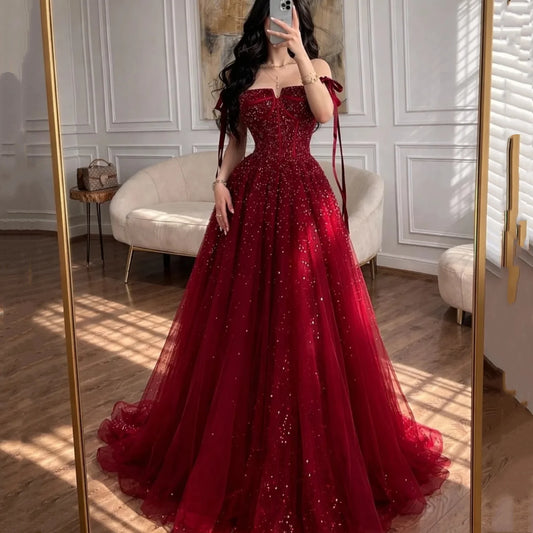 Red Prom Dresses for Special Occasions Customized Luxurious Women's Evening Dresses Brands A-line Wedding Dress Party