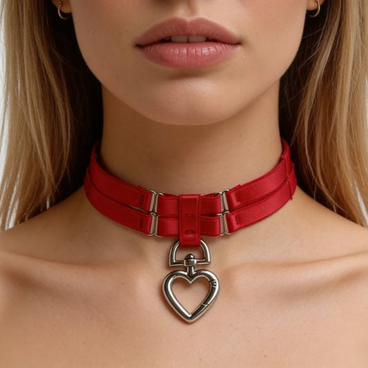 Women Colorful Tie Neck Ring Large Circle Heart Geometric Shape Accessory Belt Sweet Cool Style Iron Material for All Ages