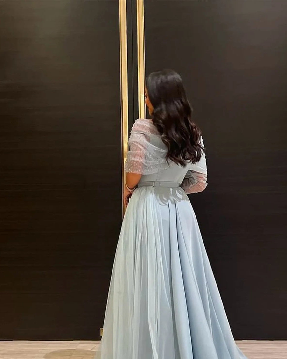 Sky Blue A-Line Evening Dress 2026 Prom Dress Beading Elegant Formal Gowns Women Ladies