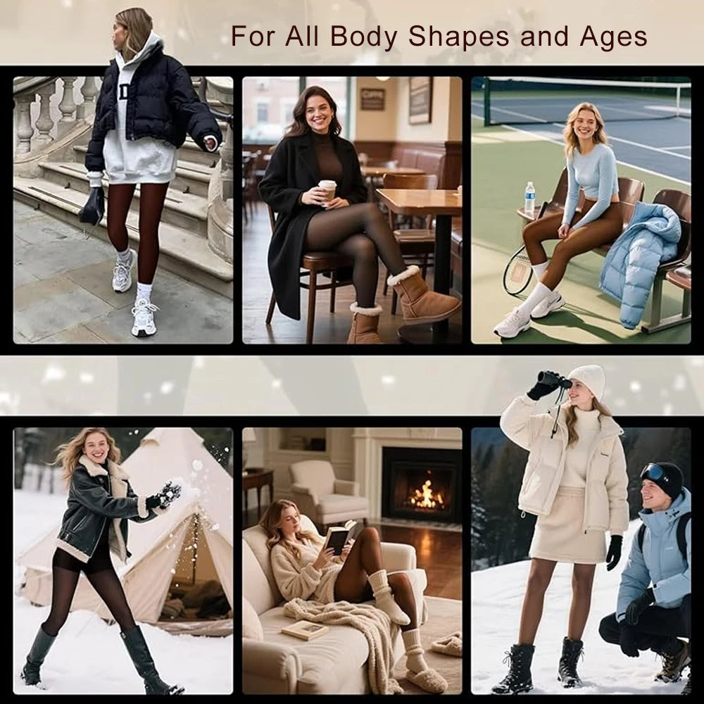 Seam Fleece Lined Tights Shaping Thermal Leggings Band Translucent Pantyhose Sheer Fleece Leggings Plus Size