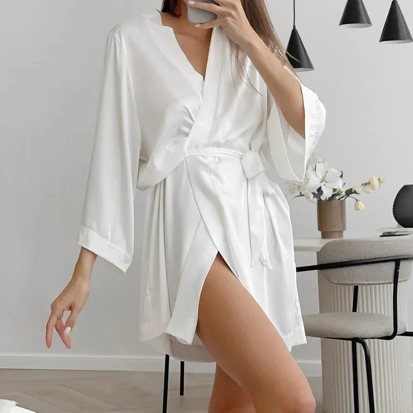 Women Robe Morning Gown Sleepwear Loose Nightgown Female Lingerie