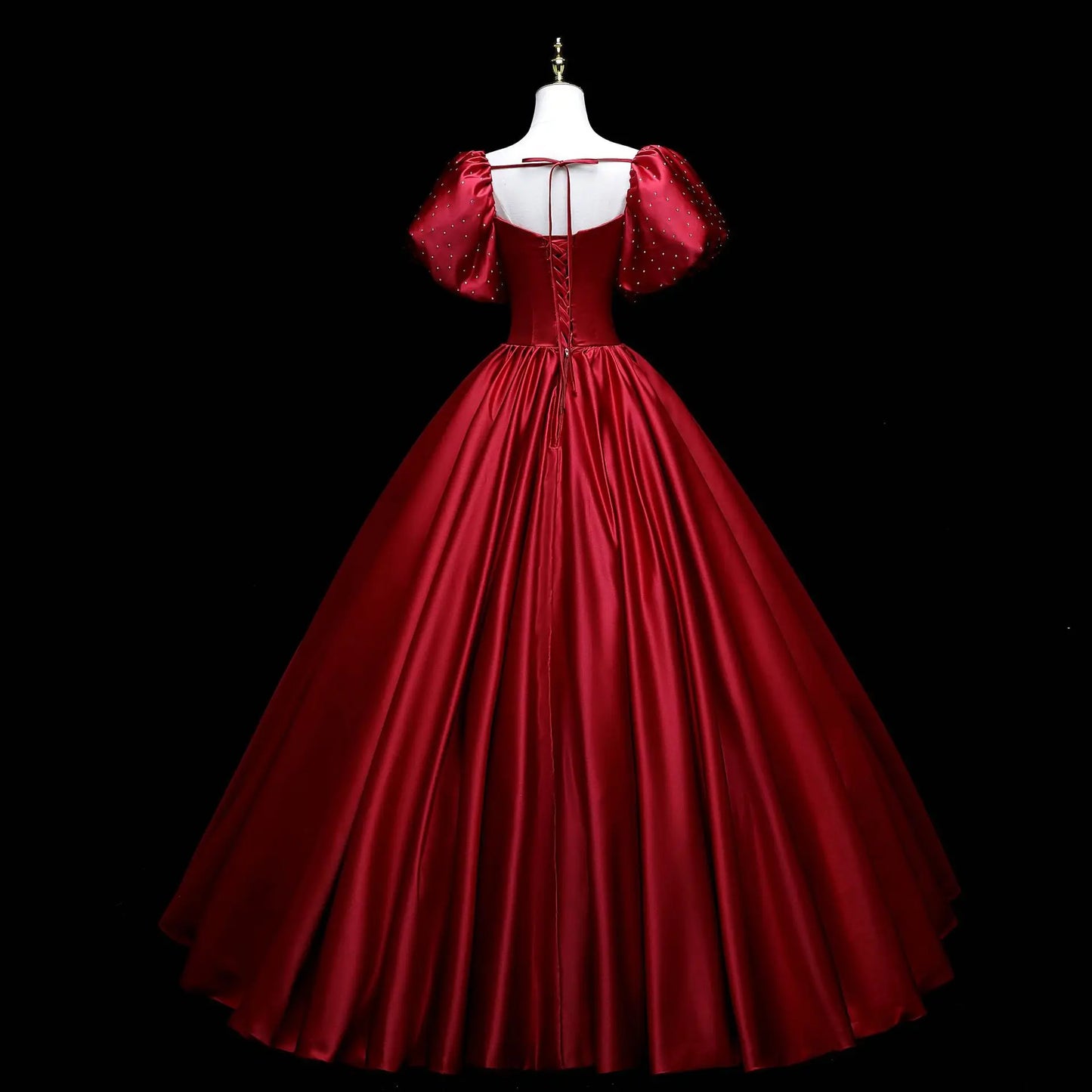 Red Satin Evening Prom Dresses for Women Summer Elegant Sexy Puff Sleeve Long Formal Party Ball Gown Dress Show Host Vestidos