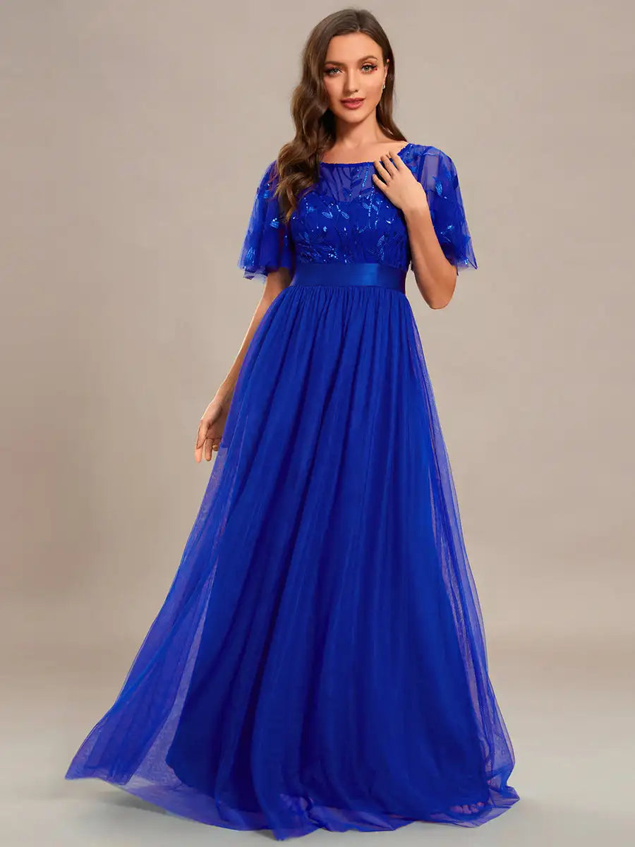 Print Maxi Long with Cap Sleeve Ever Pretty of Burgundy Gauze Prom Dresses Of Women