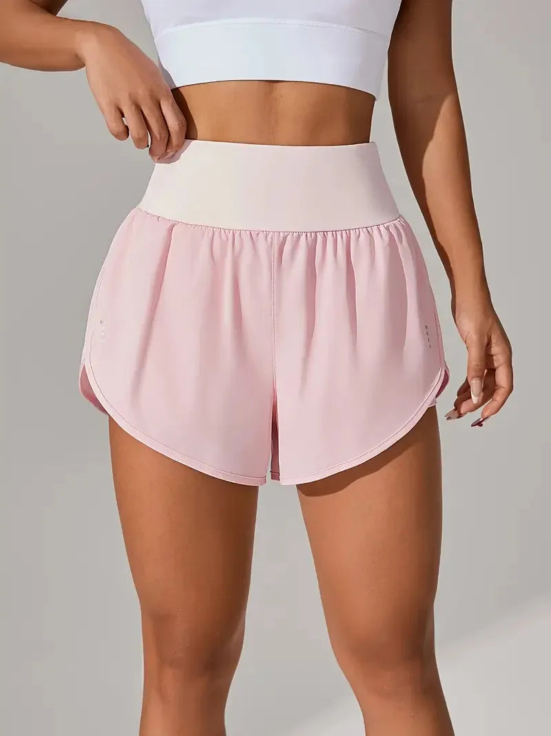 New Women's High Waisted Sports Shorts Yoga Pants Quick Dry Anti-Glare Slim Fit
