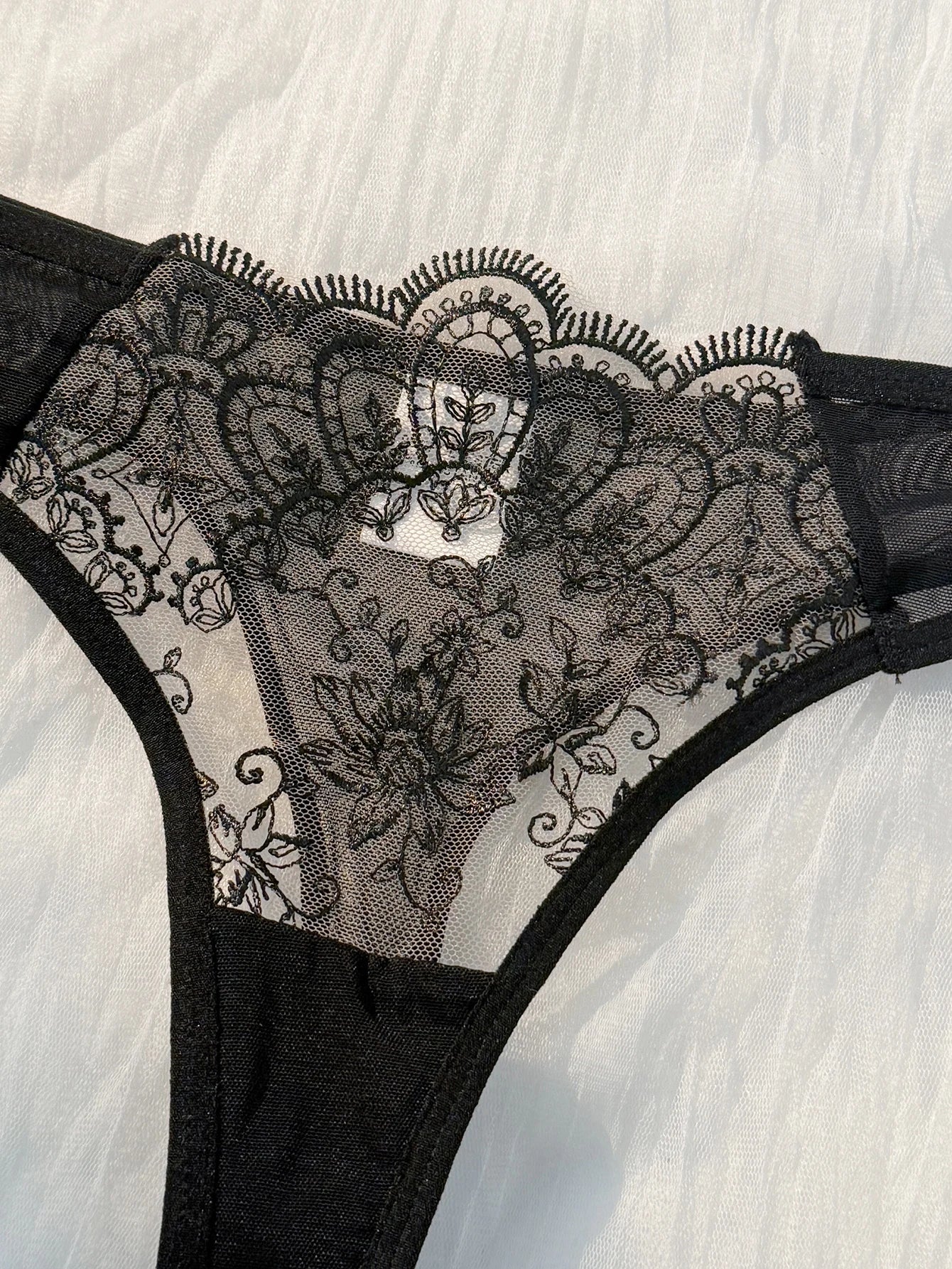 women's black comfortable lightweight bow semi transparent lingerie