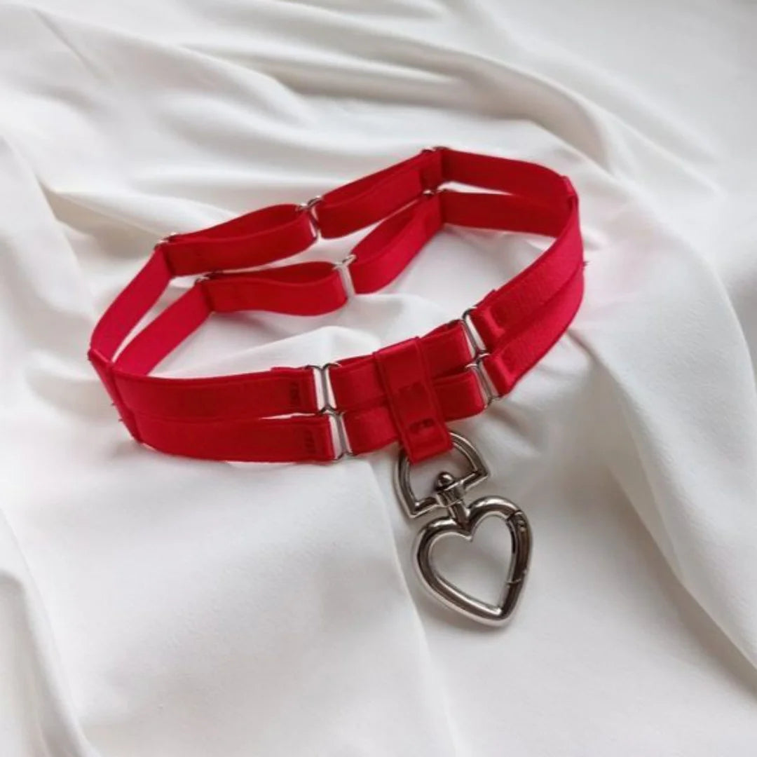 Women Colorful Tie Neck Ring Large Circle Heart Geometric Shape Accessory Belt Sweet Cool Style Iron Material for All Ages
