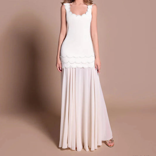 A-line Evening Dresses ankle-length scoop-neck sleeveless prom gown fashion crystal simple draped backless party gown
