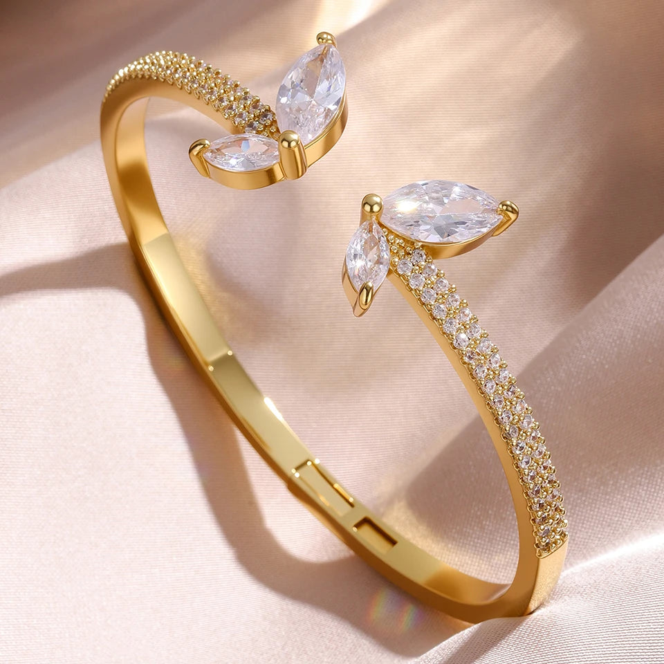 Luxury Geometry Gold Color Cuff Bangles For Women  Bracelets INS Party Everyday Jewlery