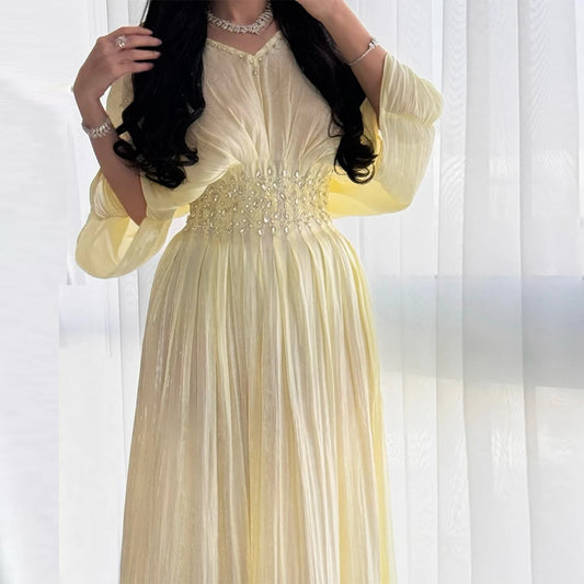 Graceful V-Neck Long Sleeves Homecoming Dress Sparkly Crystal  Special Occasion Gowns