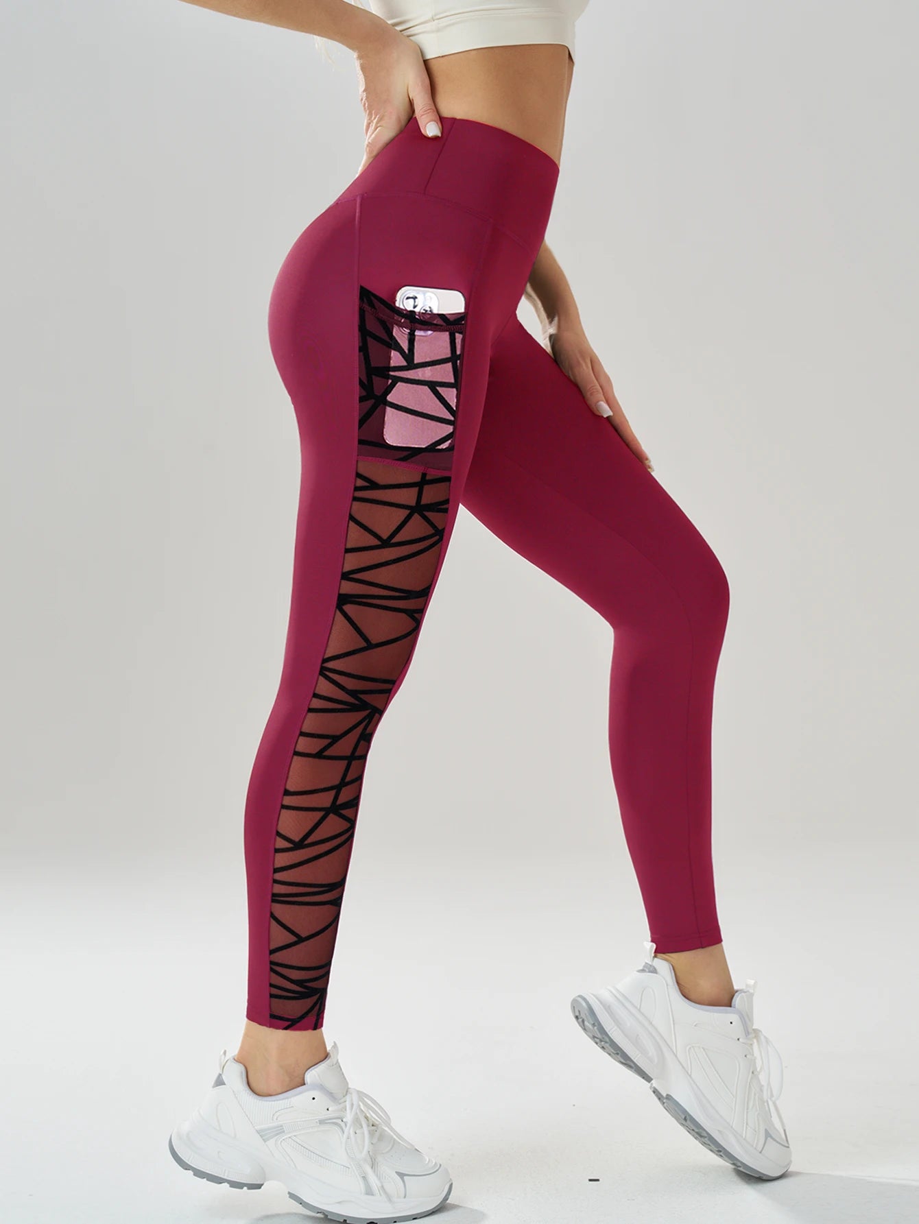 Yoga Women's Leggings Black Fabric Patchwork High Waist Soft Comfortable Gym Fitness Sportswear Long Pants