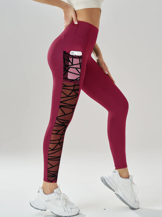 Yoga Women's Leggings Black Fabric Patchwork High Waist Soft Comfortable Gym Fitness Sportswear Long Pants