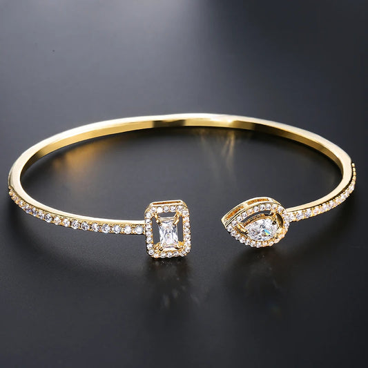 Luxury Geometry Gold Color Cuff Bangles For Women  Bracelets INS Party Everyday Jewlery
