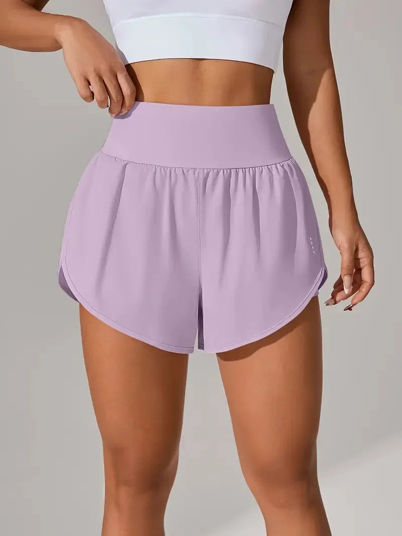 New Women's High Waisted Sports Shorts Yoga Pants Quick Dry Anti-Glare Slim Fit