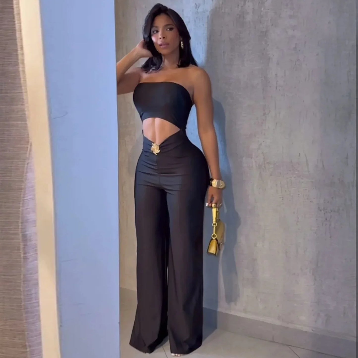 Sexy Hollow Out Bodycon Jumpsuit for Women Solid Color Sleeveless Backless Rompers Female Streetwear Overalls 2025 New