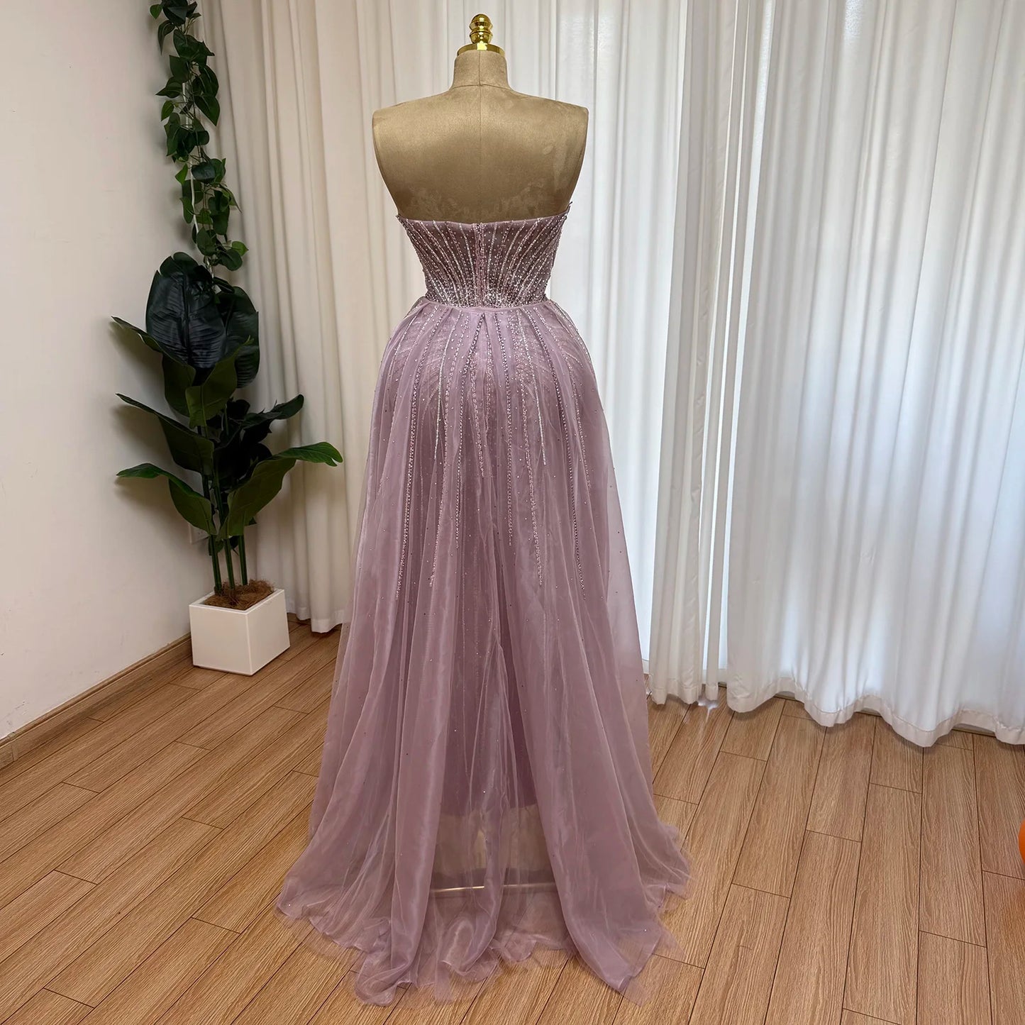 Luxury Dubai Beaded Mermaid Evening Dress for Women with Tulle Overlay Formal Prom Wedding Party Gown Customized